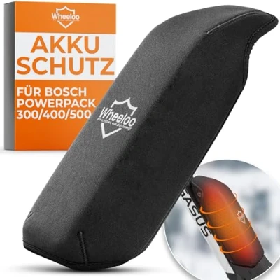 Abbildung von Wheeloo Schutz für Bosch Powerpack 300/400/500 CX Performance Active Line E Bike Akku, Erhöht Reichweite I Akku Schutzhülle gegen Kälte und Schmutz