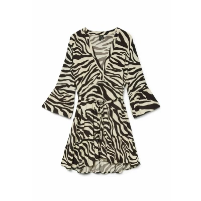 Abbildung von Vero Moda Tunikakleid VMMELBA 3/4 SHORT BELT DRESS WVN GA NOOS mit Volant und Taillen Bindegürtel