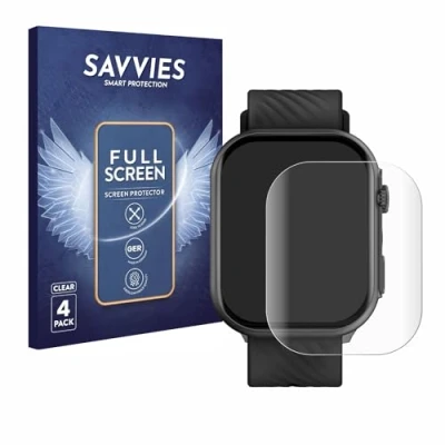Abbildung von Savvies 4 Stück Full Screen Schutzfolie für Yuede Smartwatch 2&quot; Cover Displayschutz Folie [3D Curved, Transparent, Anti Fingerabdruck]