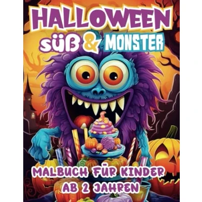 Abbildung von Halloween Süßes &amp; Monster Malbuch für Kinder ab 2 Jahren: Vorschulkinder, Jungen Mädchen, mit verschiedenen Schwierigkeitsgraden und Spaß die ganze Familie