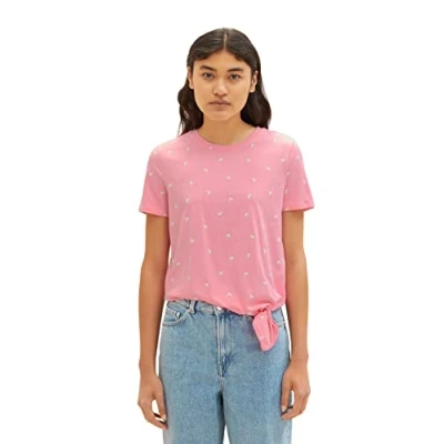 Abbildung von TOM Tailor Denim MIT Knotendetail Tshirt print, Damen, Größe: XL, Pink print
