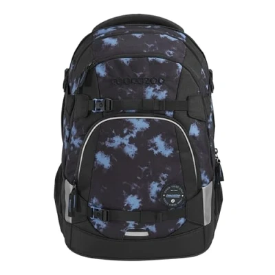 Abbildung von coocazoo Schulrucksack Mate „Midnight Dust, schwarz blau, ergonomischer &amp; anpassbarer Tornister, höhen größenverstellbar, mit Brustgurt Hüftgurt, ab der 3. Klasse