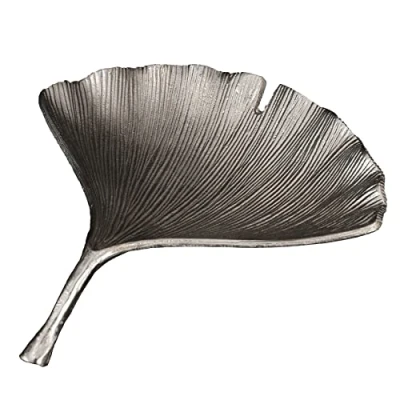 Abbildung von riess ambiente Dekoschale GINKGO 42cm silber (Einzelartikel, 1 St), Wohnzimmer · Metall handmade Obst Boho