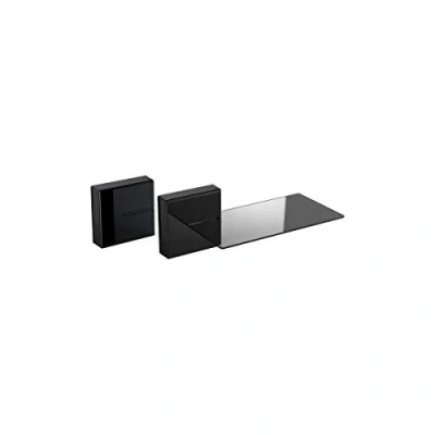Abbildung von Meliconi 480521 Ghost Cubes Shelf Black Stapelbare Kabelkanal mit Regalen aus Glas schwarz