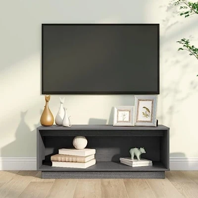 Abbildung von fernsehschrank Weiss,tv Board Weiss,fernsehtisch Schrank Grau 90x35x35 cm Massivholz Kiefertv Sideboard,fernsehschrank,tv Board,