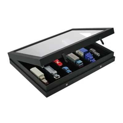 Abbildung von Safe, Präsentationsdisplay 6er Einteilung (275x57 mm.) für Modelle Schwarz mit schwarzer Innenausstattung Abm: 400x300x55 mm. pro Stk.
