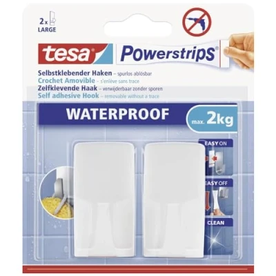Abbildung von 6 x Tesa Powerstrips Haken Wave Waterproof weiß VE=2 Stück