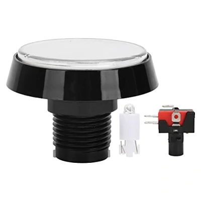 Abbildung von Tasten,Spiel Taster 60mm Großer Runder 2,4 Zoll LED mit Mikroschalter,12V beleuchteter für Maschinen Videospielkonsole(Weiß)