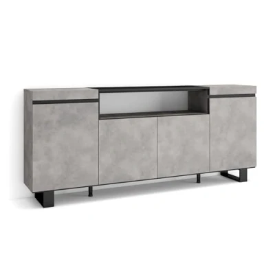 Abbildung von Skraut Home Sideboard, Highboard Kommode, Komodenschrank 200x87x35cm 4 Türen Industriedesign Moderner Stil Zement