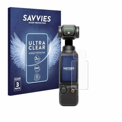 Abbildung von Savvies 6 Stück Schutzfolie für DJI Osmo Pocket 3 (Display + Linse) Displayschutz Folie Ultra Transparent