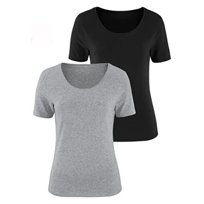 Abbildung von Lascana 2erPack Tshirt basic graumeliert/schwarz, Damen, Größe: 36/38, Grau meliert/schwarz