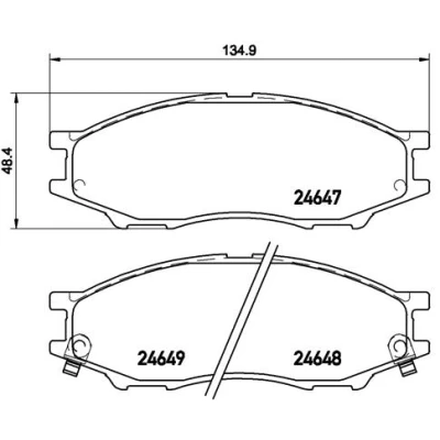 Abbildung von BREMBO P 56 083 Bremsbelagsatz mit akustischer Verschleißwarnung ohne Zubehör NISSAN: Almera Classic Limousine, 2 Limousine