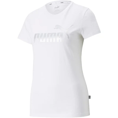 Abbildung von Puma LOGO Tshirt print, Damen, Größe: Large, White/silver