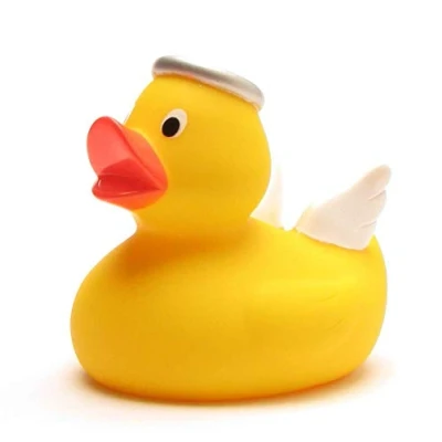 Abbildung von Duckshop I Badeente Quietscheente Ente Engel gelb L: 7,5 cm inkl. Badeenten Schlüsselanhänger im Set