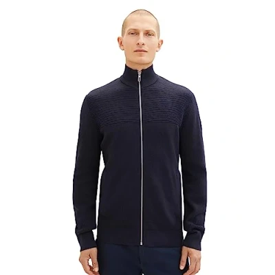 Abbildung von TOM Tailor Structure MIX Strickjacke, Herren, Größe: Small, Knitted navy melange