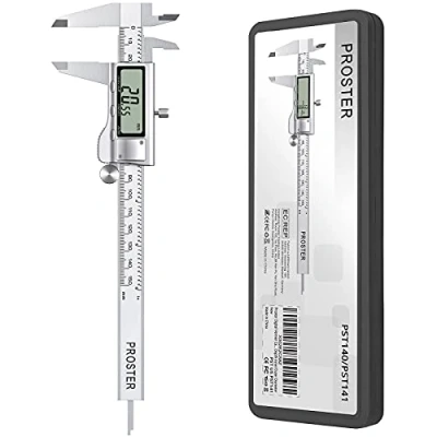 Abbildung von Proster Digital Messschieber 150mm/ 6 Zoll Edelstahl Elektronischer Bruch/Zoll/Metrisch Umrechnung Messwerkzeug für Länge Breite Tiefe Innendurchmesser Außendurchmesser