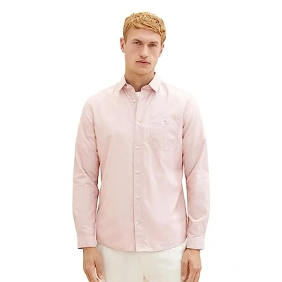 Abbildung von TOM TAILOR Herren 1037442 Slim Fit Hemd mit feinen Streifen aus Baumwolle, 32293 red Dobby Structure, XXXL