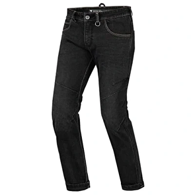Abbildung von SHIMA DEVON Herren Motorradjeans Belüftete Elastische Slim Fit Biker Motorradhose mit FiberQL Verstärkungen, CE Knie und Hüftprotektoren, Schwarz, 34W/32L