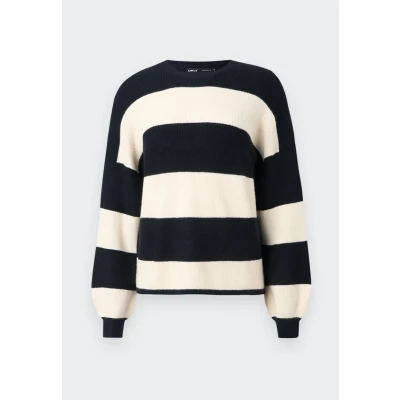 Abbildung von ONLY Onlatia Stripe Strickpullover, Damen, Größe: XL, Black whitecap/gray melange