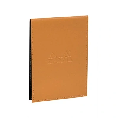 Abbildung von Rhodia 118098C Notizblock N8 (mit Schutzhülle ePURE mit Kunstleder, in Format 8,4 cm x 22 cm, Premium Velinpapier 80g, elfenbein, kariert) 1 Set, orange