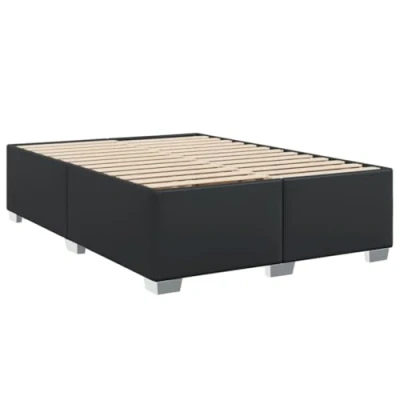 Abbildung von vidaXL Bettgestell, Bettrahmen mit Lattenrost, Polsterbett Bett für Schlafzimmer, Doppelbett Schlafzimmerbett, Schwarz 140x200cm Kunstleder