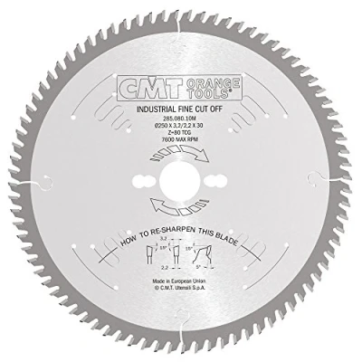 Abbildung von CMT Orange Tools Kreissägeblatt HW 250 x 3,2 / 2,2 30 Z=80 15 ATB 285.080.10M für Querschnitte Feinschnitte