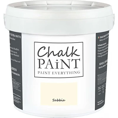 Abbildung von Chalk Paint Everything® Sabbia Kreidefarbe Wasserbasis für Alle Oberflächen einfach zu verarbeiten ohne schlechten Geruch Extra Matt (5 Liter)