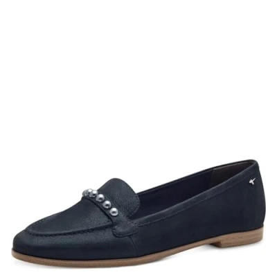 Abbildung von Tamaris Damen Klassische Ballerinas, Frauen Flats,Comfort Lining,TOUCHit Fußbett,Slip ons,klassisch elegant,Ballerinen,Navy Pearl,39 EU
