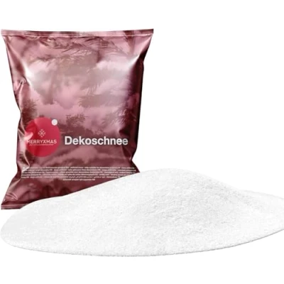 Abbildung von merryxmas Kunstschnee täuschend echt ca. 1000 ml flauschig &amp; glitzernd Schnee für Dekoration an Weihnachten Dekoschnee