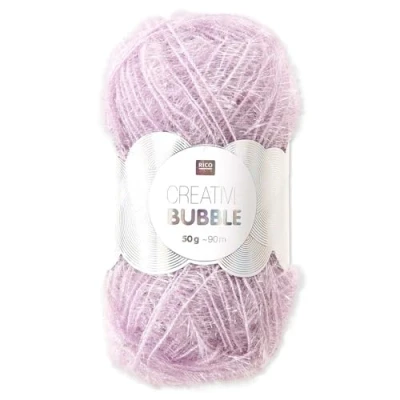 Abbildung von Frida&#039;s Wollhaus Rico Design 50 g Creative Bubble Schwammgarn Wolle Stricken Häkeln 57 Farben (049 Lavendel)