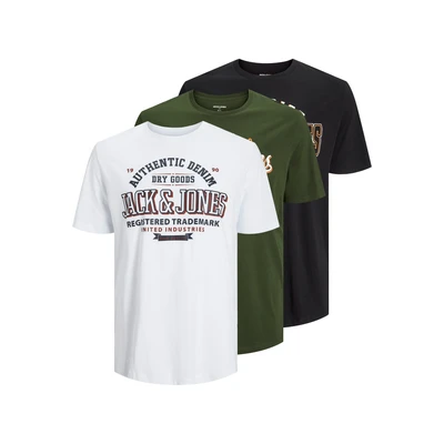 Abbildung von Jack &amp; Jones 3ERPACK LOGO Tshirt print, Herren, Größe: 5XL, Kombu green