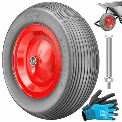 Abbildung von MASKO Schubkarren Rad, PU Schubkarrenrad Vollgummi 200 kg pannensicher 4.80/4.00 8 Ø