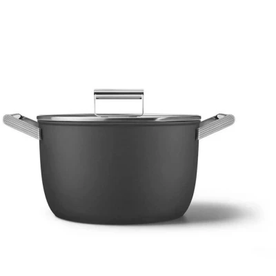 Abbildung von Smeg, Antihaft Bräter CKFC2611BLM, Durchmesser 26 cm, Seitengriffe aus Edelstahl, für alle Herdarten, bis zu 250 im Backofen, 7,7 l Fassungsvermögen, Schwarz
