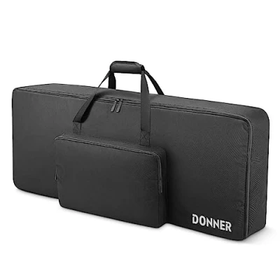 Abbildung von Donner Keyboardtasche 61 Tasten, 104 x 41 13 cm wasserdichte Keyboard Tasche 10 mm Dicke Polsterung Gepolstert Gig Bag, Schwarz