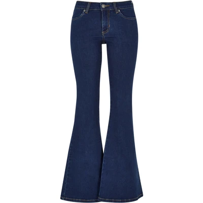 Abbildung von Urban Classics Flared Jeans, Damen, Größe: XS, Mid indigo washed