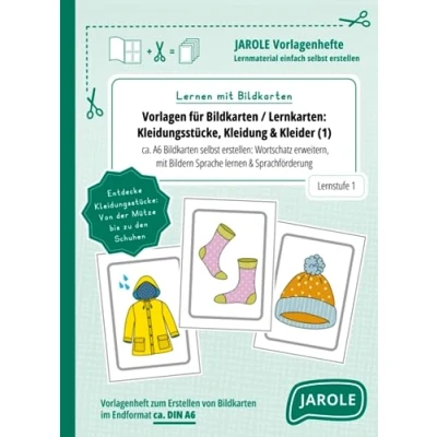Abbildung von Vorlagen für Bildkarten / Lernkarten: Kleidungsstücke, Kleidung &amp; Kleider 1 (Lernen mit Bildkarten): ca. A6 selbst erstellen: Wortschatz erweitern, Sprache lernen Sprachförderung