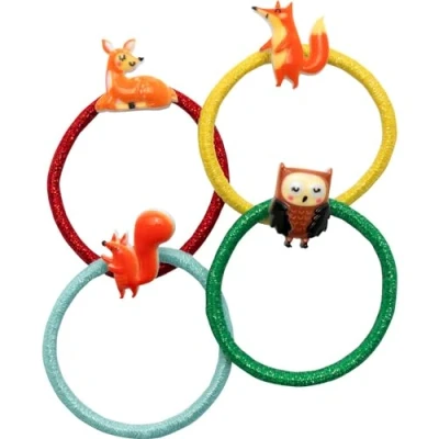 Abbildung von GRUSS &amp; CO Haargummi Set Motiv &quot;Wald&quot; Geschenkset mit 4 Glitzer Haargummis Figur Geschenk Kindergeburtstag, Schultüte, Mädchen 70124