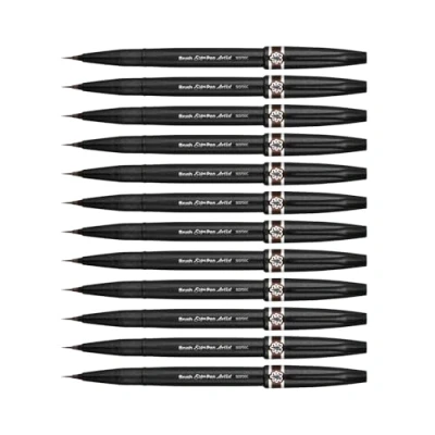 Abbildung von Pentel SESF30C EX Extra feine Pinsel Spitze, 12 Stück braun