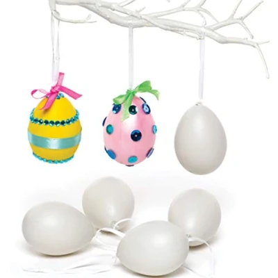 Abbildung von Baker Ross Ostereier zum Aufhängen aus Plastik mit Dekoband für Kinder Selbergestalten und (12 Stück), weiß
