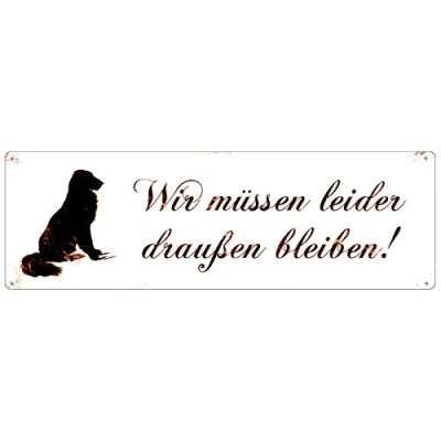 Abbildung von Interluxe METALLSCHILD Retro Blechschild WIR MÜSSEN DRAUSSEN BLEIBEN Hund Schild Hinweis