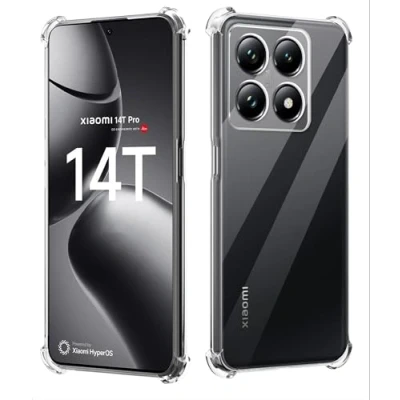 Abbildung von GIOPUEY Clear Hülle Kompatibel mit Xiaomi 14T Pro, Ultra Dünn TPU Case, Luftpolsterschutz, [Nicht Leicht zu Vergilben] Stoßfest Transparent