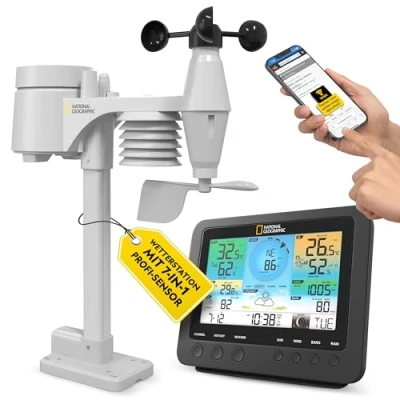 Abbildung von NATIONAL GEOGRAPHIC WLAN Farbwetterstation mit 7 in 1 Profi Sensor Wetterstation