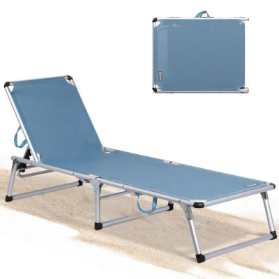 Abbildung von HOMECALL Gartenliege Leicht Sonnenliege Klappbar Alu Liegestuhl Strandliege, 1 tlg, 5 fach Verstellbare Rückenlehne, Sonnenschutzdach, bis 136KG
