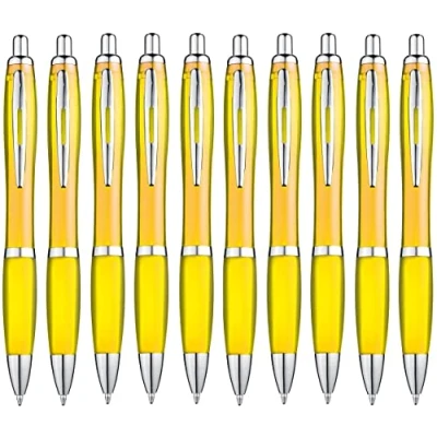 Abbildung von Libetui Set 10 Kugelschreiber ergonomische gelbe Kulis blaue Tinte rutschfeste Griffzone Großraumine Schwarz Druckkugelschreiber blauschreibend Kuli Gelb