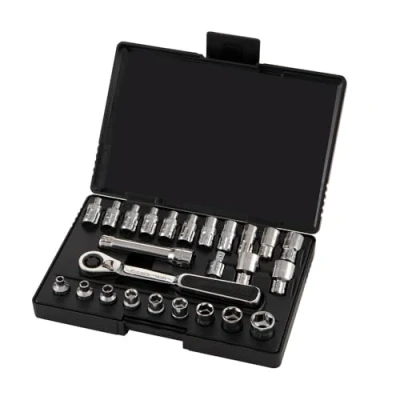 Abbildung von SATA ST09131SJ Durchgangs Steckschlüsselsatz, Knarrenkasten, Ratschenkasten 1/4&quot;/6,35 mm, Sechskant Metrisch und Zöllisch 25 Tlg.