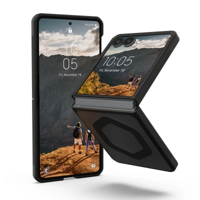 Abbildung von URBAN Armor Gear Mouve Case für Samsung Galaxy Z Flip 7 Hülle (Offiziell Designed for Zertifiziert, Magnetische Aufladung kompatibel, Air Soft Ecken) ash (grau transparent) / schwarz