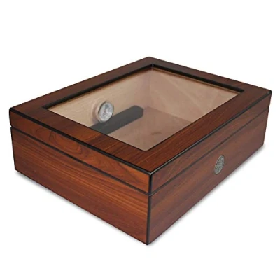 Abbildung von Egoist JK00171 Holz Humidor Box mit Hygrometer, Zigarren Zubehör Braun