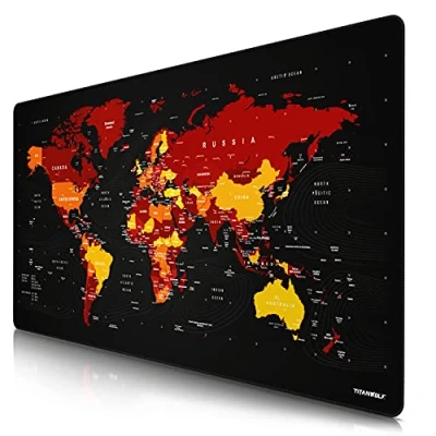 Abbildung von CSL Übergröße Mauspad Gaming Titanwolf 1200x600mm Weltkarte XXXL Mousepad groß mit Motiv Tischunterlage Large Size verbessert Präzision und Geschwindigkeit XXL für Logitech Maus Tastatur