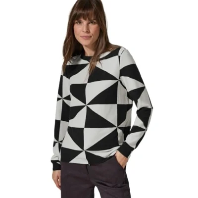 Abbildung von Cecil Gemustertes Ottoman Langarmshirt, Damen, Größe: Large, Schwarz