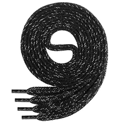 Abbildung von Di Ficchiano 1Paar flache SCHNÜRSENKEL aus 100% Baumwolle für Sneaker Sportschuhe sehr reißfest ca. 7 mm breit Schuhbänder schwarzsilber Schuhriemen Farbe: black/silver 140cm
